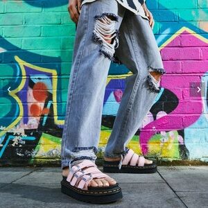 Dr Martens Womens Blaire Platform Leather Slides Sandals Light Pink Sz 11